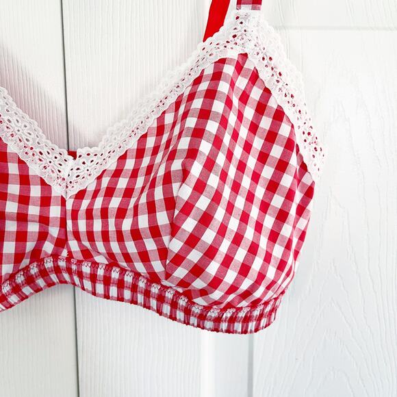 Colsie Red Gingham Woven Bralette - Picture 3 of 9